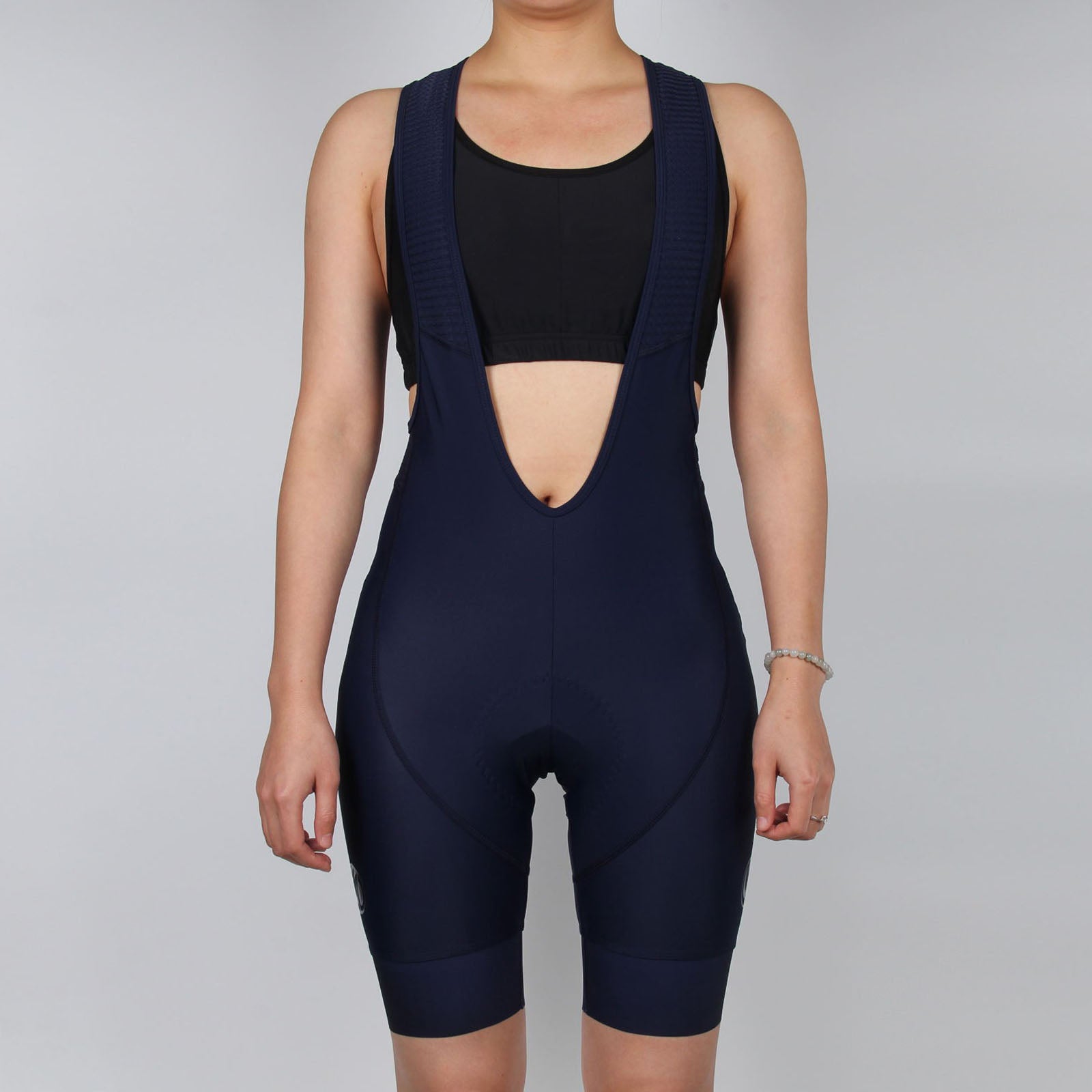 WOMEN Dark Navy Cycling Bib Shorts, with GLOSSY LOGO
