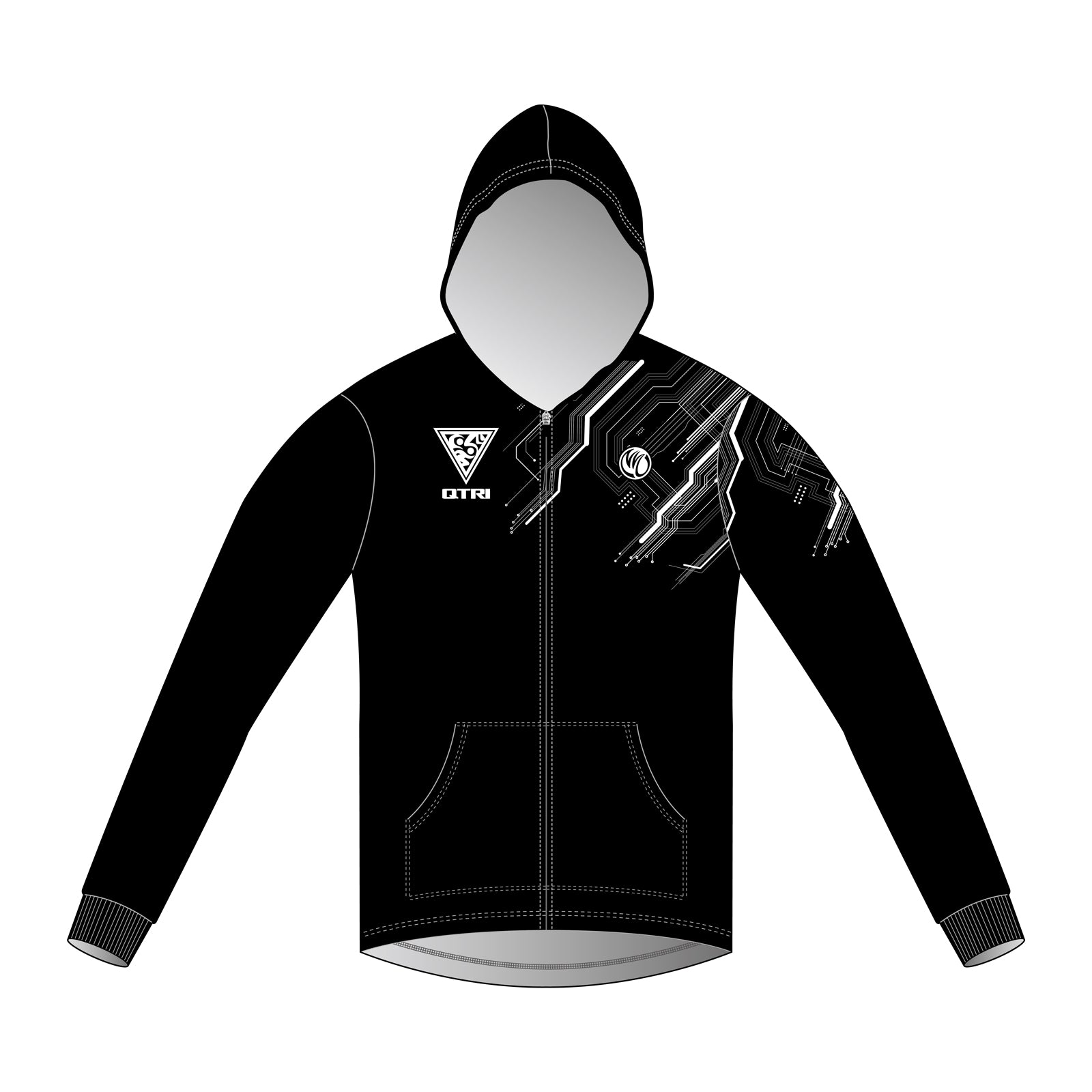 QTRI 2023 Black Hoodie Jacket (MENS cut)  without side panels
