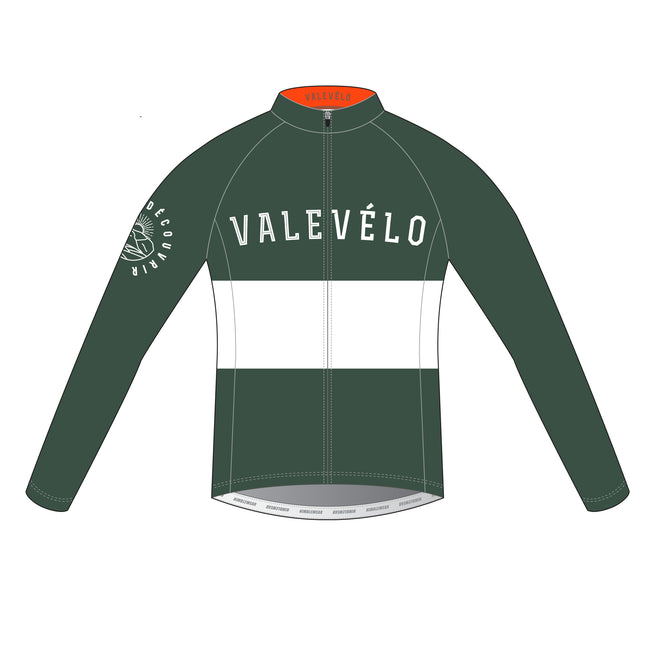 VALEVELO Men’s Race Cut PLATINUM Thermal Long Sleeve Cycling Jersey, DARK GREEN
